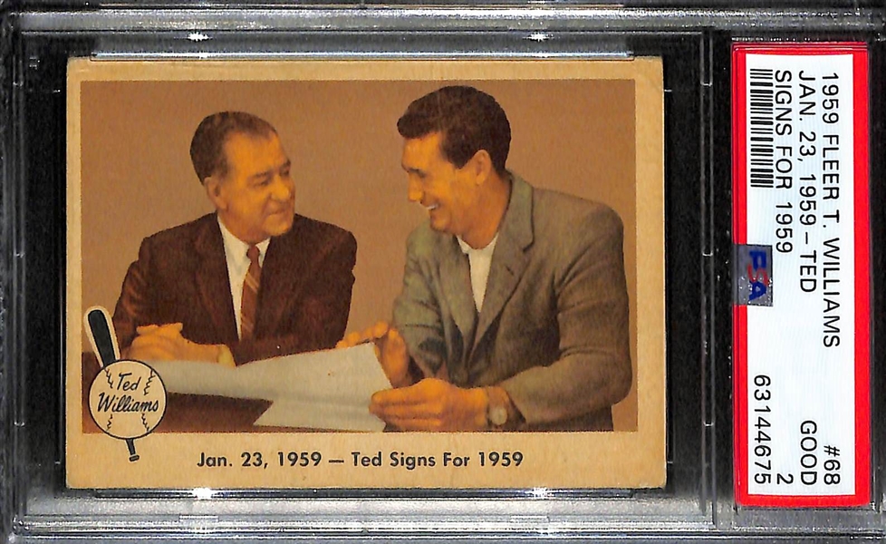 Ted Williams Lot - 1955 Topps #2 (PSA Authentic/Altered) & 1959 Fleer #68 Ted Signs for 1959 (PSA 2)