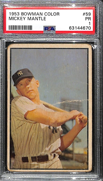 1953 Bowman Color Mickey Mantle #59 Graded PSA 1