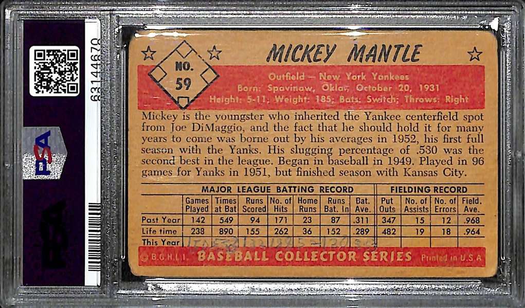 1953 Bowman Color Mickey Mantle #59 Graded PSA 1