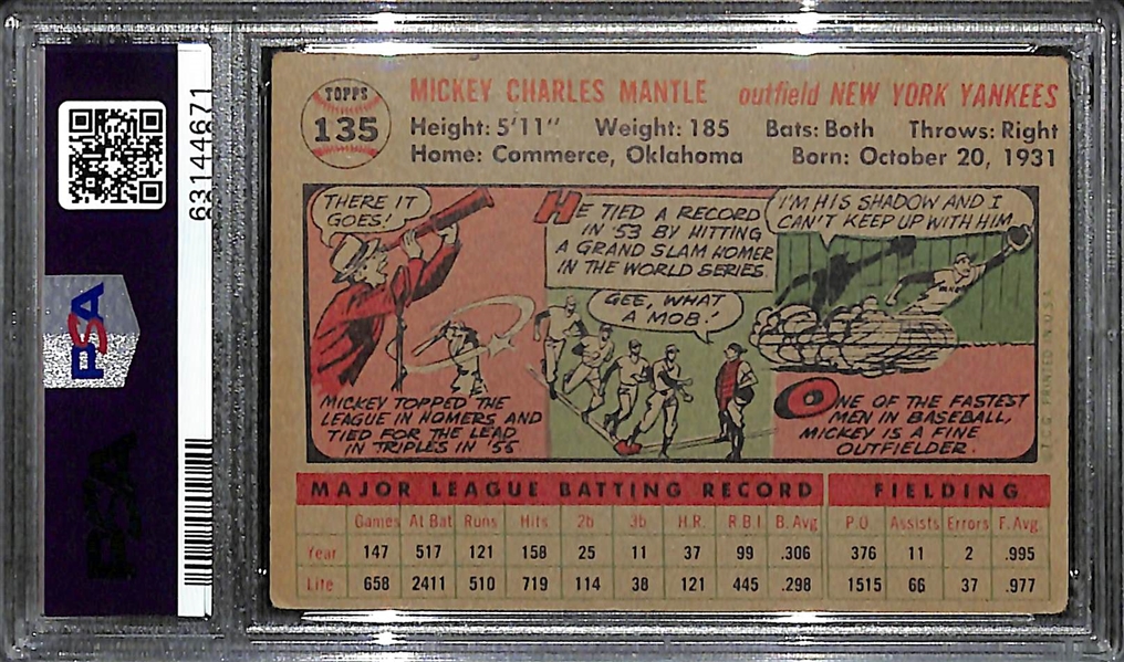 1956 Topps Mickey Mantle #135 Graded PSA 2