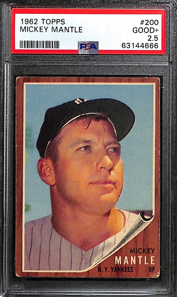 Mickey Mantle Graded Lot (3) - 1962 Topps #200 (PSA 2.5), 1964 Topps #50 (PSA 4), 1964 Topps #50 (PSA 3)