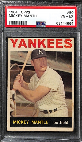 Mickey Mantle Graded Lot (3) - 1962 Topps #200 (PSA 2.5), 1964 Topps #50 (PSA 4), 1964 Topps #50 (PSA 3)