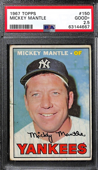 Mickey Mantle Graded Lot (4) - 1966 Topps #50 (PSA 4), 1967 Topps #150 (PSA 2.5), 1968 Topps #280 (PSA 4), 1969 Topps #500 (PSA 2)