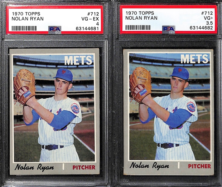 1969-1971 Nolan Ryan 5-Card PSA Lot - 1969 (PSA 2), 1970 (PSA 4), 1970 (PSA 3.5), 1971 (PSA 4), 1971 (PSA Authentic)
