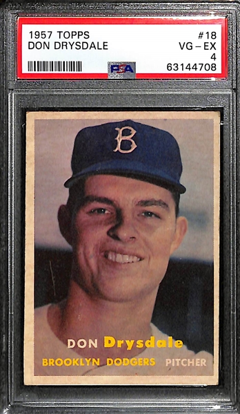 1957 Topps Don Drysdale Rookie #18 (PSA 4) & 1959 Topps Bob Gibson Rookie #514 (PSA 3MC)