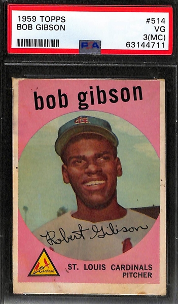 1957 Topps Don Drysdale Rookie #18 (PSA 4) & 1959 Topps Bob Gibson Rookie #514 (PSA 3MC)