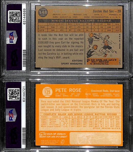 1960 Topps Carl Yastrzemski Rookie #148 (PSA 5) & 1964 Topps Pete Rose 2nd Year Card #125 (PSA 4)