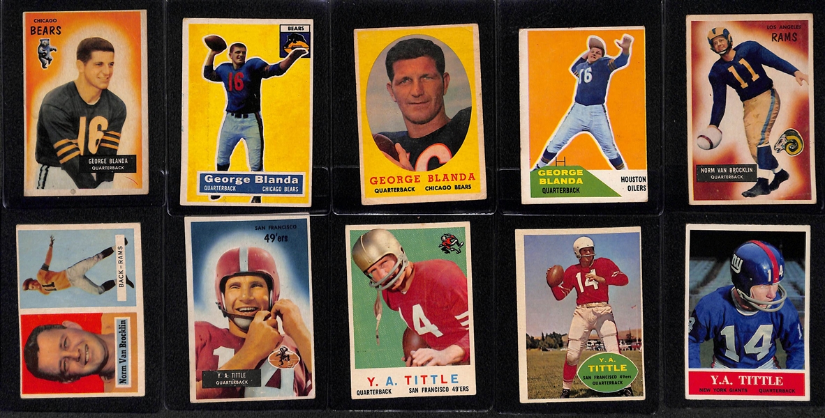  Lot of (18) 1953-1964 Football Quarterbacks Cards w. 1955 Bowman George Blanda