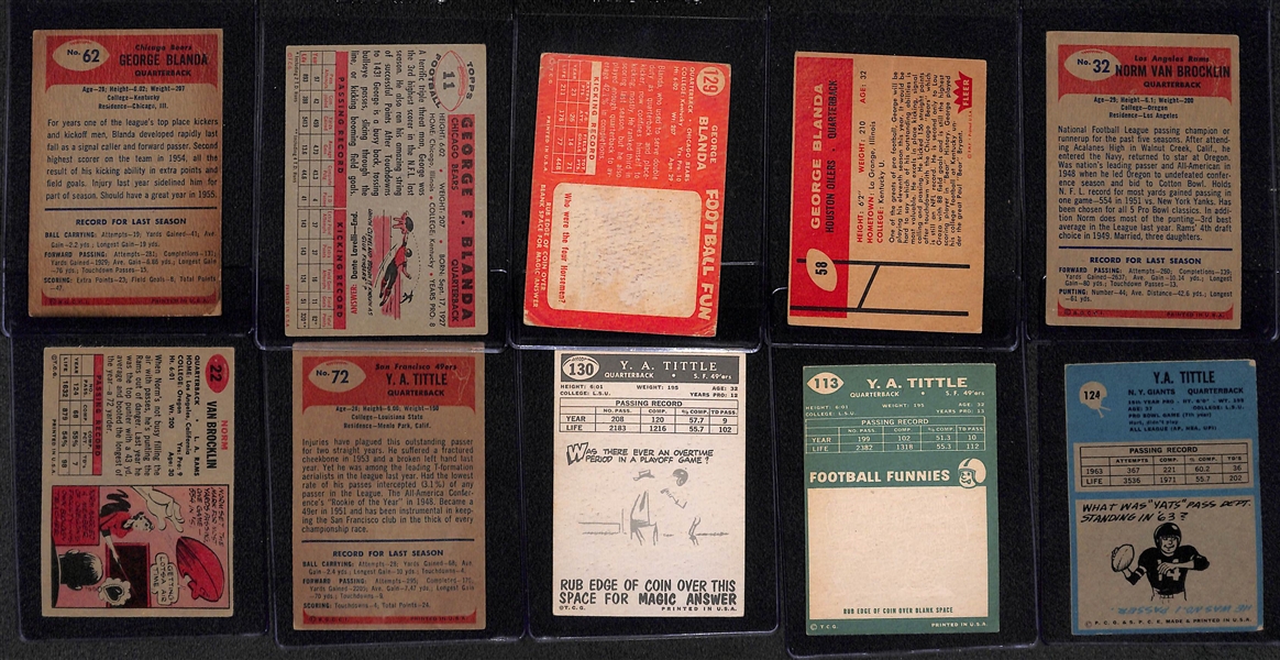  Lot of (18) 1953-1964 Football Quarterbacks Cards w. 1955 Bowman George Blanda