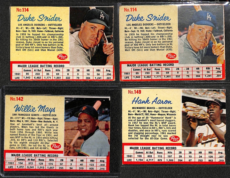  Lot of (250+) 1962 Post Cereal Cards w. Yogi Berra x2