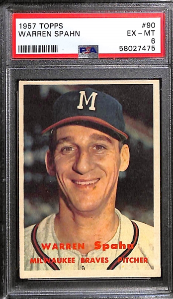 1957 Topps Warren Spahn #90 (PSA 6) & 1968 Topps Roger Maris #330 (PSA 7)