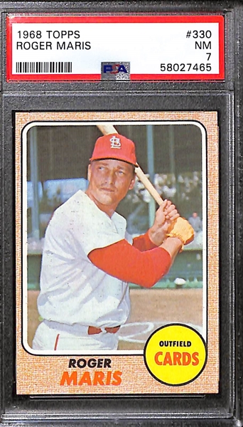 1957 Topps Warren Spahn #90 (PSA 6) & 1968 Topps Roger Maris #330 (PSA 7)