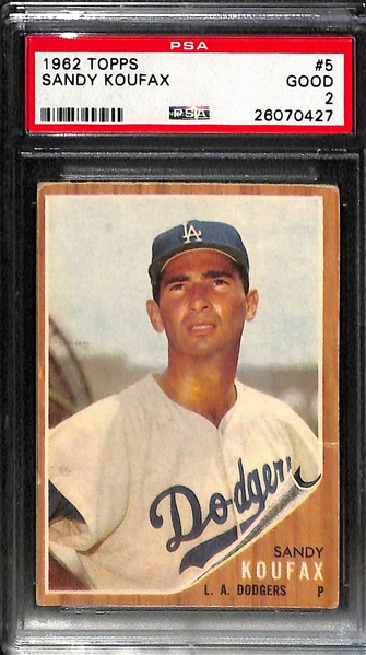 Lot of (3) Topps Sandy Koufax Graded Cards (1959,60, and 62)