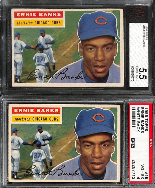 Lot of (10) Mostly PSA Graded Ernie Banks 1950s and 60s Baseball Cards