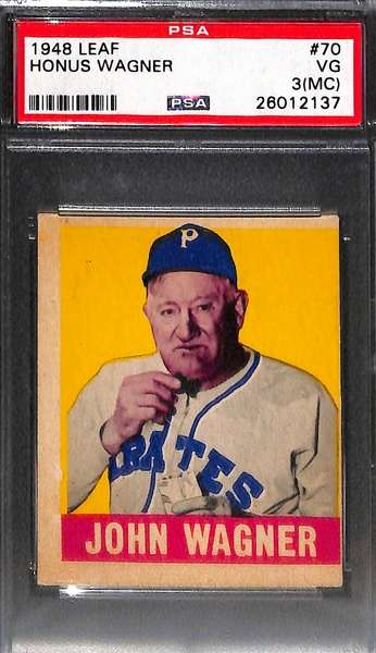 Lot of (3) Graded Baseball Greats Feat. 1952 Bowman Willie Mays, 1952 Yogi Berra and 1948 Leaf Honus Wagner