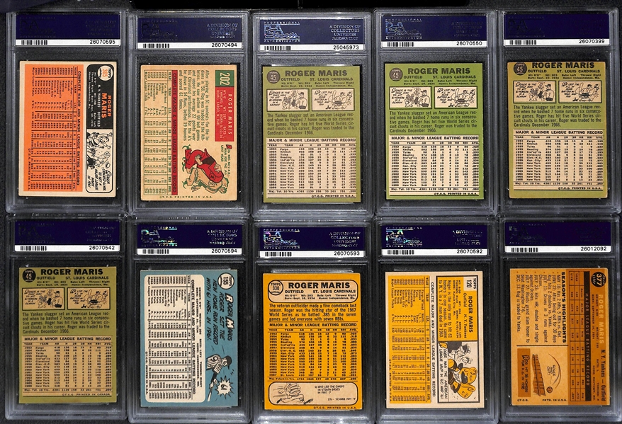 Lot of (10) Mostly 1960s PSA Graded Roger Maris Baseball Cards
