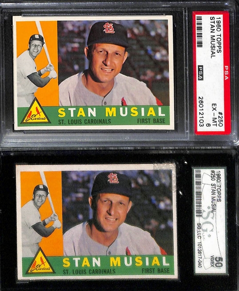 Lot of (7) 1950s and 60s Graded Stan Musial Baseball Cards