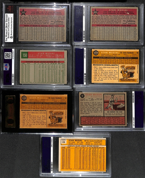Lot of (7) 1950s and 60s Graded Stan Musial Baseball Cards