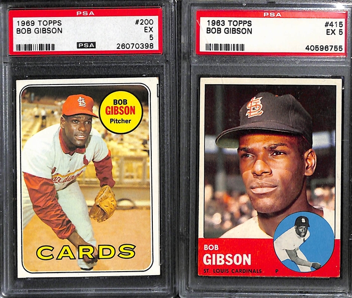 Lot of (5) 1960s PSA Graded Bob Gibson Baseball Cards