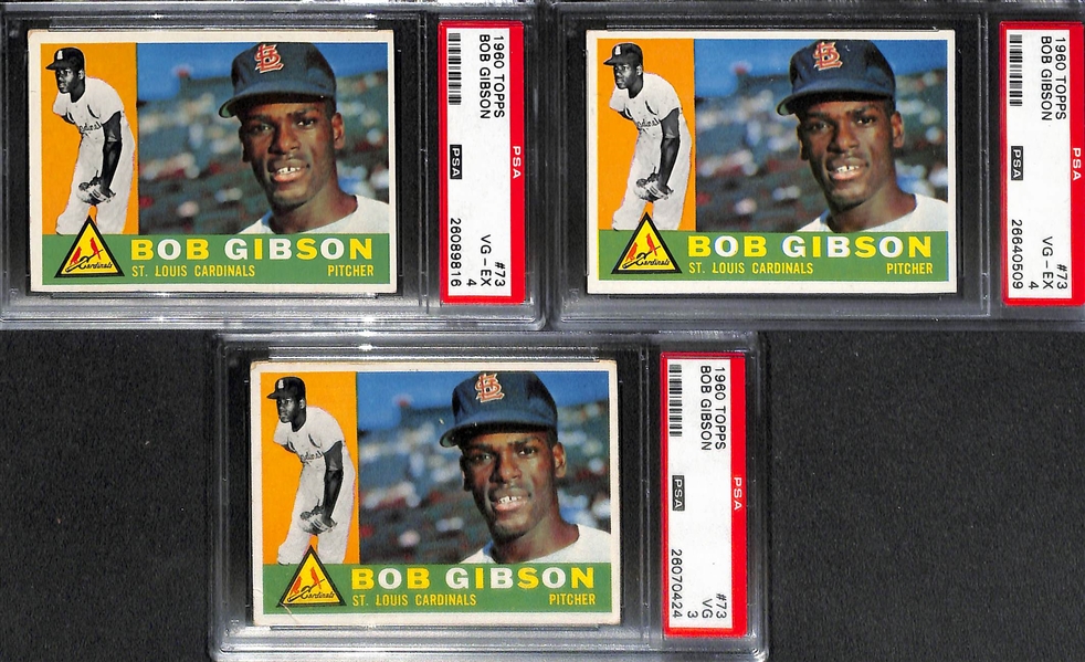 Lot of (5) 1960s PSA Graded Bob Gibson Baseball Cards
