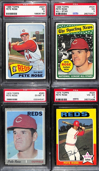 Lot of (4) 1960s and 70s PSA Graded Pete Rose Cards