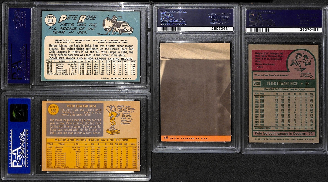 Lot of (4) 1960s and 70s PSA Graded Pete Rose Cards