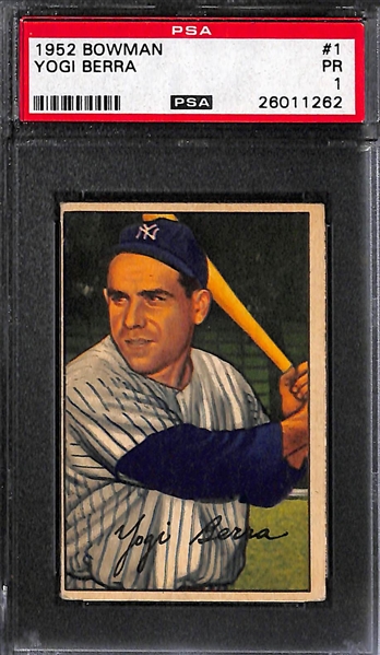Lot of (3) 1950s PSA Graded Yogi Berra Cards Feat. 1954 Bowman PSA 5