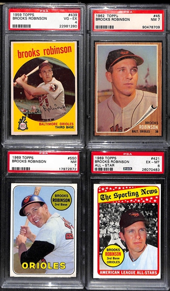 Lot of (4) 1950s & 60s PSA Graded Brooks Robinson Baseball Cards