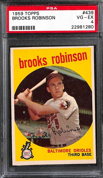 Lot of (4) 1950s & 60s PSA Graded Brooks Robinson Baseball Cards