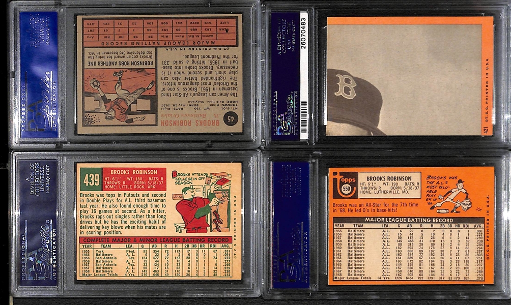 Lot of (4) 1950s & 60s PSA Graded Brooks Robinson Baseball Cards