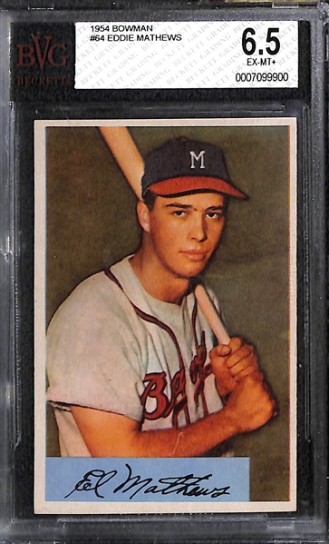 Lot of (7) 1950s and 60s Graded Eddie Mathews and Duke Snider Baseball Cards