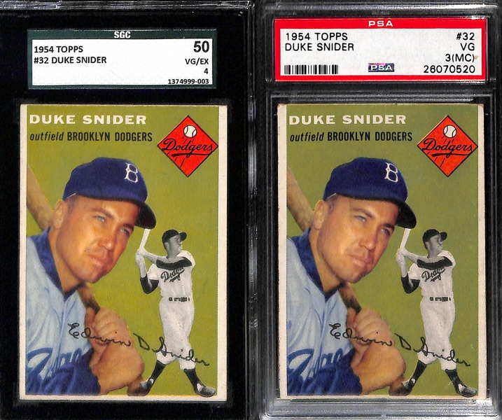 Lot of (7) 1950s and 60s Graded Eddie Mathews and Duke Snider Baseball Cards