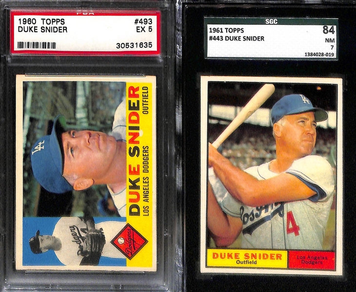 Lot of (7) 1950s and 60s Graded Eddie Mathews and Duke Snider Baseball Cards