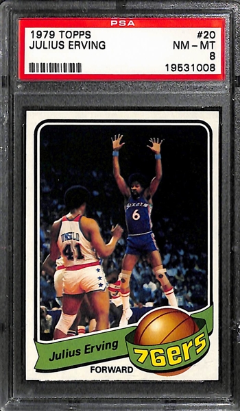 Lot of (3) 1979-1981 Basketball Stars Lot w. Julius Erving, Abdul-Jabbar and English All Graded PSA 8