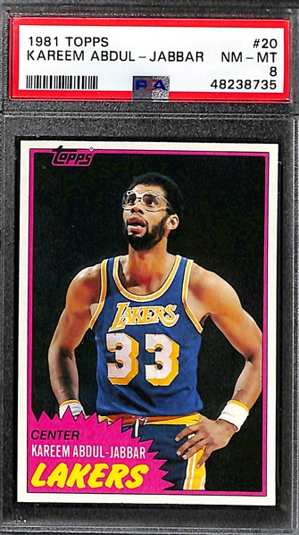 Lot of (3) 1979-1981 Basketball Stars Lot w. Julius Erving, Abdul-Jabbar and English All Graded PSA 8