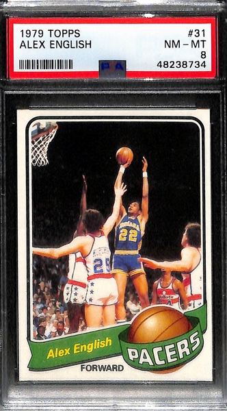 Lot of (3) 1979-1981 Basketball Stars Lot w. Julius Erving, Abdul-Jabbar and English All Graded PSA 8
