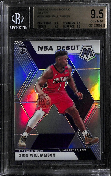 Lot of (5) 2019-20 Graded Basketball Cards w. Zion Williamson, Trae Young, and More