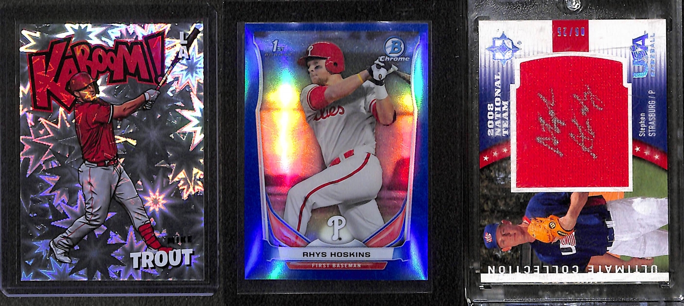 Lot of (6) Baseball Inserts and Autographs Feat. Mike Trout Kaboom! and More