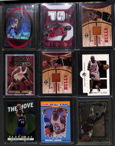 Lot of (9) Game Used and Insert Michael Jordan Cards