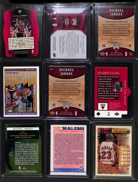 Lot of (9) Game Used and Insert Michael Jordan Cards