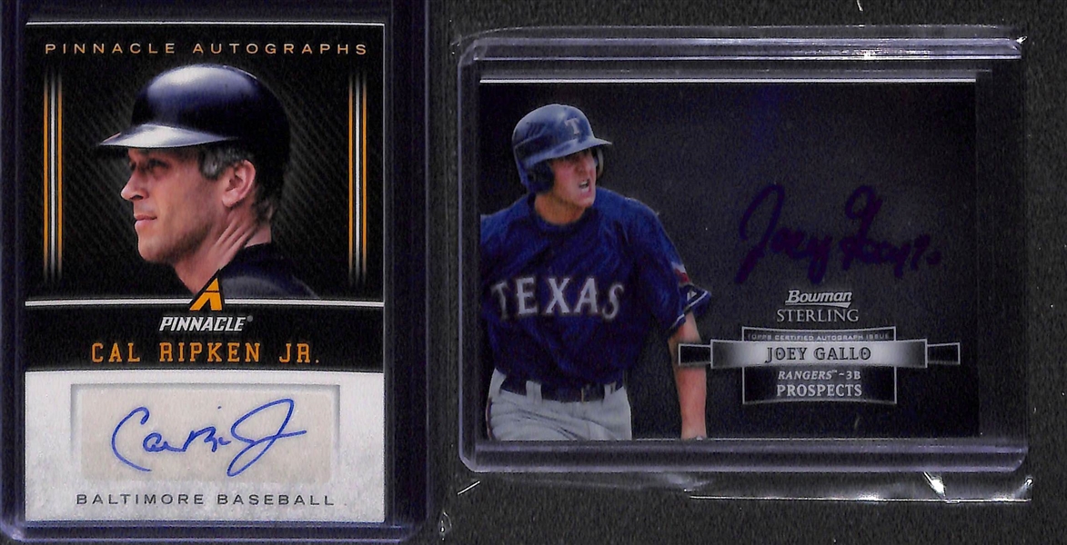 Lot of (8) Baseball Rookie, Insert and Autograph Lot Featuring Cal Ripken Jr., Derek Jeter, and Joey Gallo