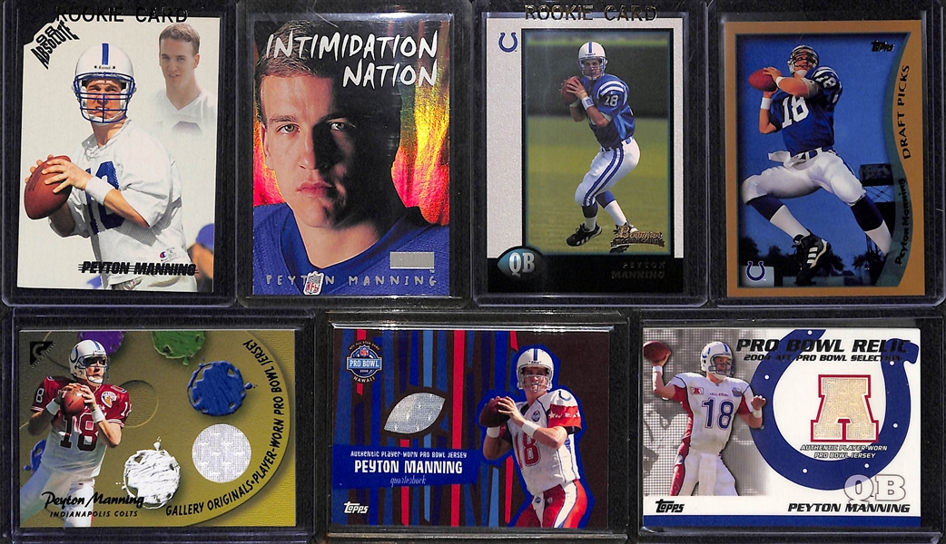 Lot of (7) Peyton Manning Rookie and Insert Football Cards