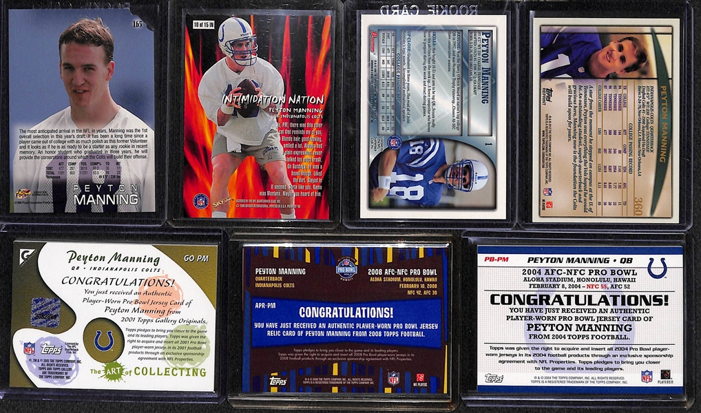 Lot of (7) Peyton Manning Rookie and Insert Football Cards