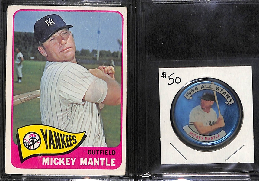 1965 Topps Mickey Mantle Baseball Card and 1964 Topps All Star Coin