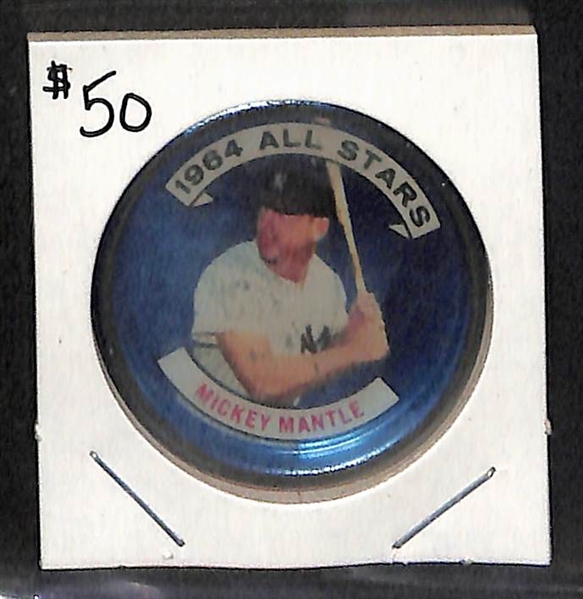 1965 Topps Mickey Mantle Baseball Card and 1964 Topps All Star Coin