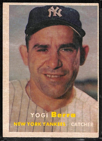 Lot of (3) 1950s Topps Baseball Card w. 1957 Willie Mays and Yogi Berra, and 1959 Willie Mays