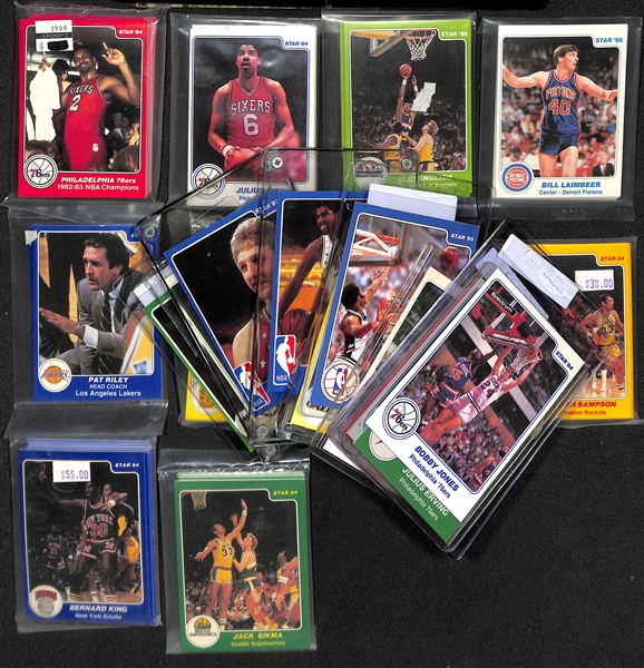 Huge Lot of 1983-86 Star Basketball Cards w. 10 Team Bags and HOF'ers Such as Larry Bird, Erving, Johnson, Stockton