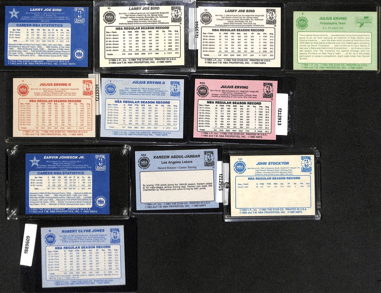 Huge Lot of 1983-86 Star Basketball Cards w. 10 Team Bags and HOF'ers Such as Larry Bird, Erving, Johnson, Stockton