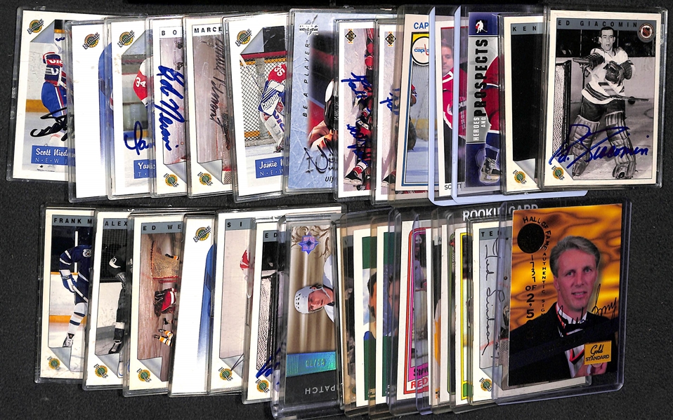 Lot of (25+) Hockey Cards w. Many Autographs, Rookies, and Stars Feat. Ovechkin, Bure, Hull, Jagr, Yzerman, Bourque (JSA Auction Letter)