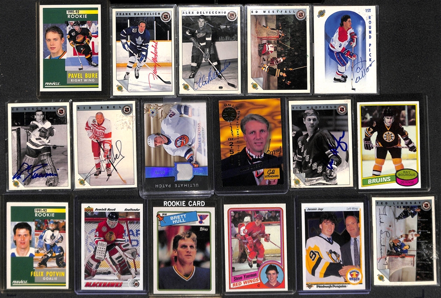 Lot of (25+) Hockey Cards w. Many Autographs, Rookies, and Stars Feat. Ovechkin, Bure, Hull, Jagr, Yzerman, Bourque (JSA Auction Letter)